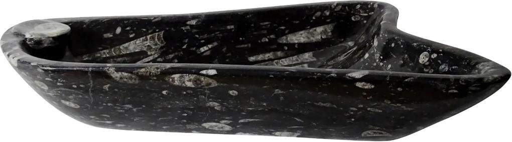 Zwart marmeren waskom | Eeuwenoud Orthoceras Fossiel | 39 x 66 x 11 cm