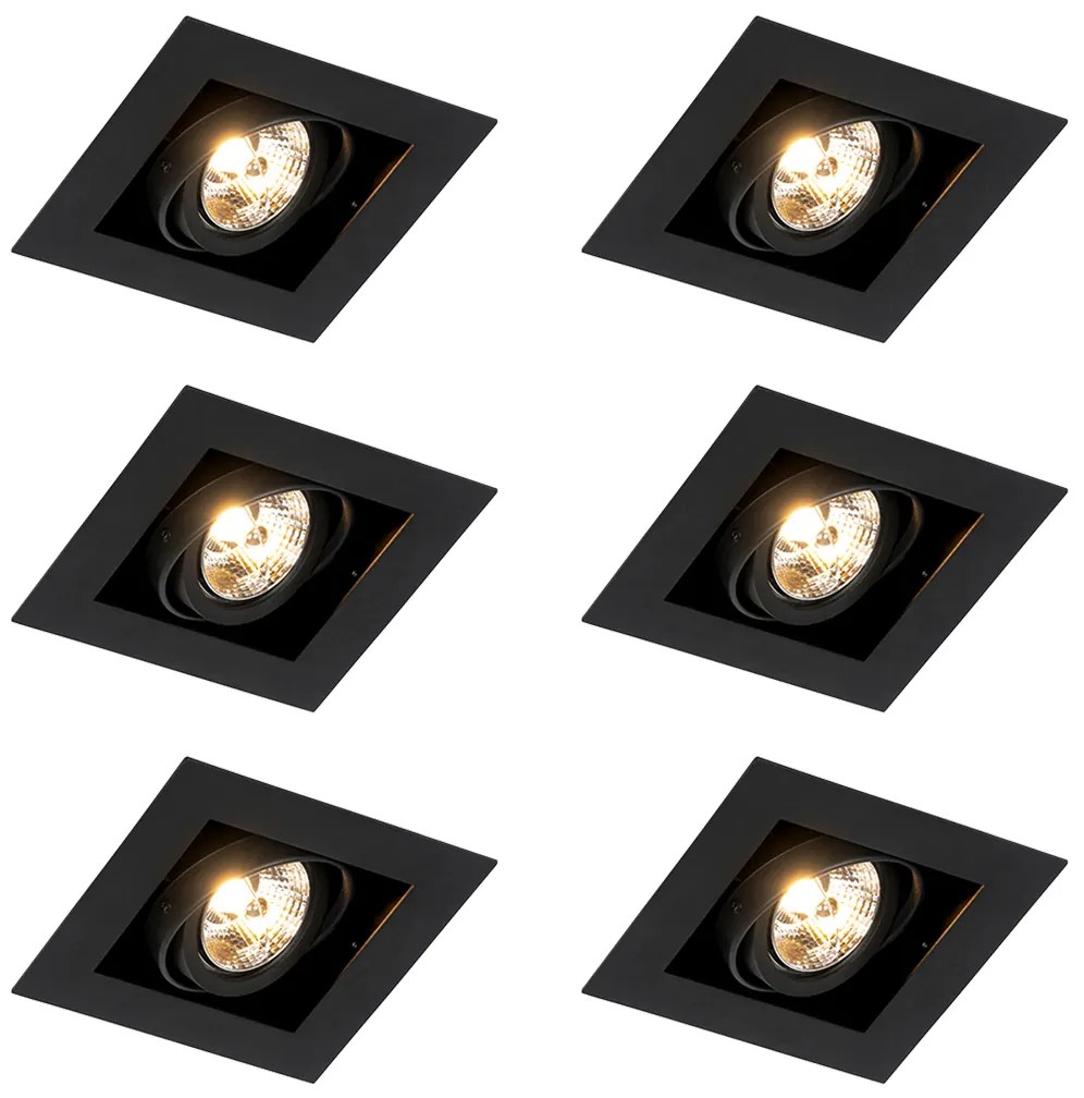 Set van 6 Moderne inbouwspot zwart verstelbaar - Oneon 70