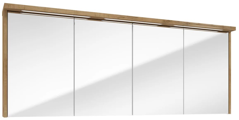 Fontana Grado spiegelkast met verlichting 157cm 4 deuren warm eiken