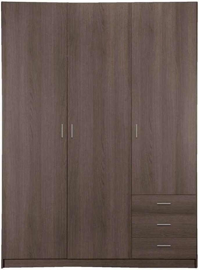 Kledingkast Sprint 3-deurs - grijs eikenkleur - 200x147x50 cm - Leen Bakker