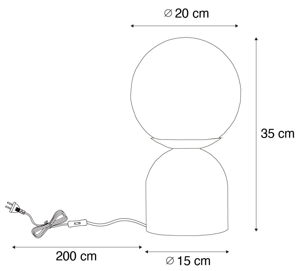Hotel chique tafellamp zwart met smoke glas - Pallon Trend