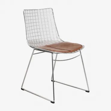 Set Van 4 Renee Stalen Eetkamerstoelen Chroom & Kunstleren Koffie Vintage - Sklum