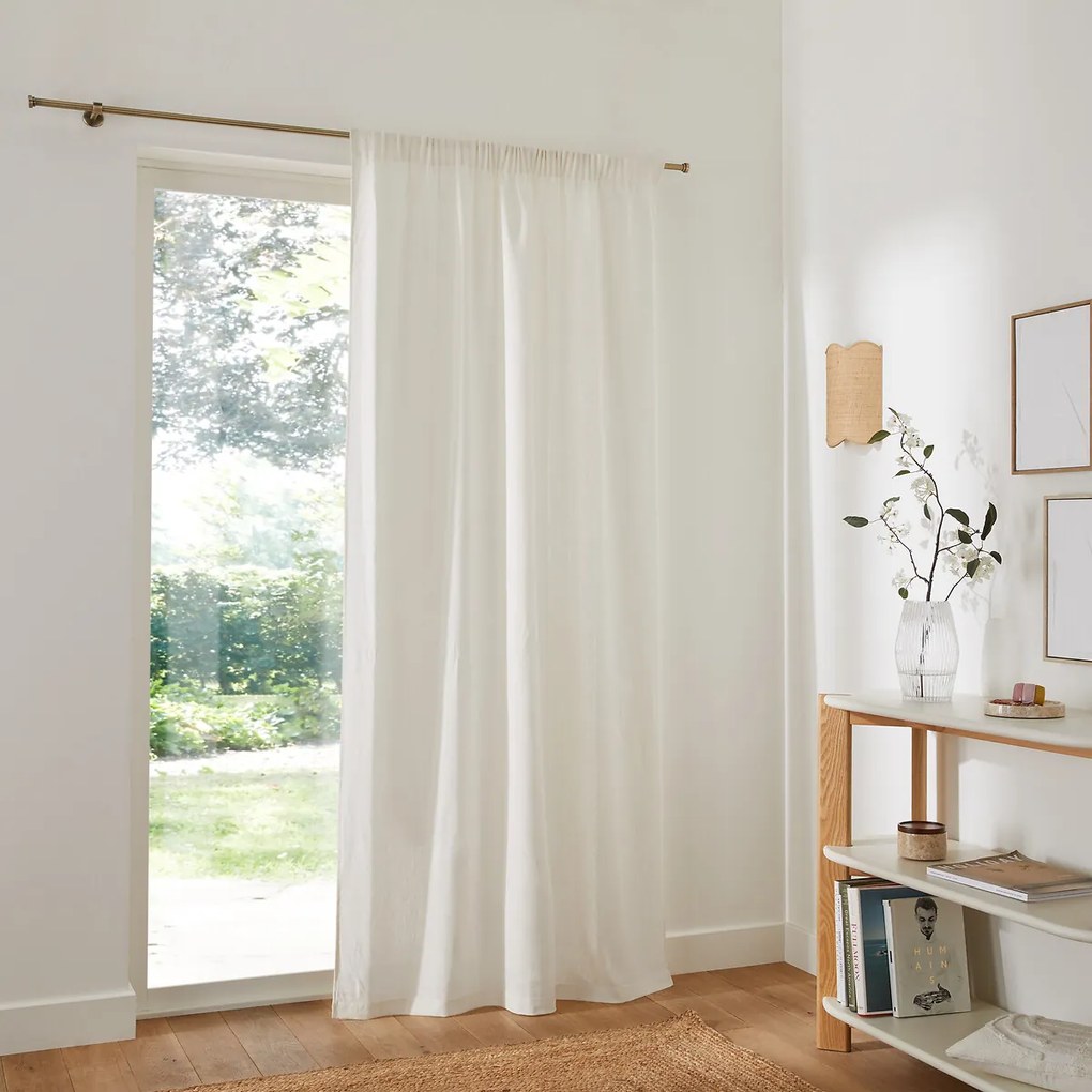 Schermgordijn van gewassen linnen, met gerimpelde bies en golf, ONEGA