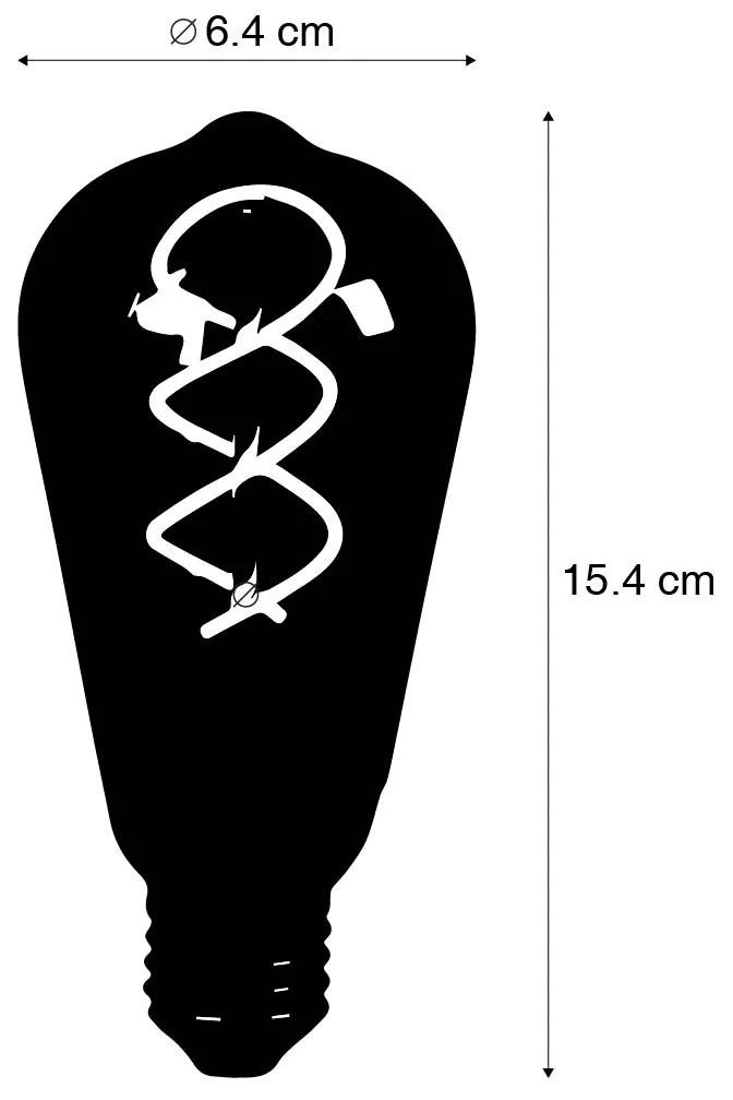 Set van 5 E27 dimbare LED gedraaid filament lamp ST64 smoke 120 lm 1800K