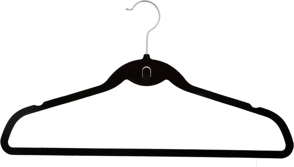 Basic set klerenhangers met anti-slip vilt - Zwart - 8 stuks