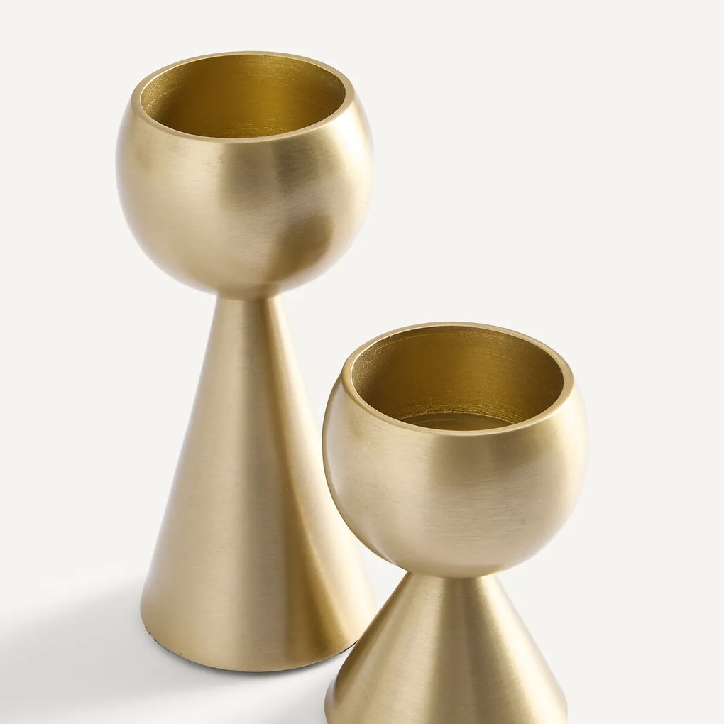 Set van 2 kandelaars van geborsteld roestvrij staal, CAESA