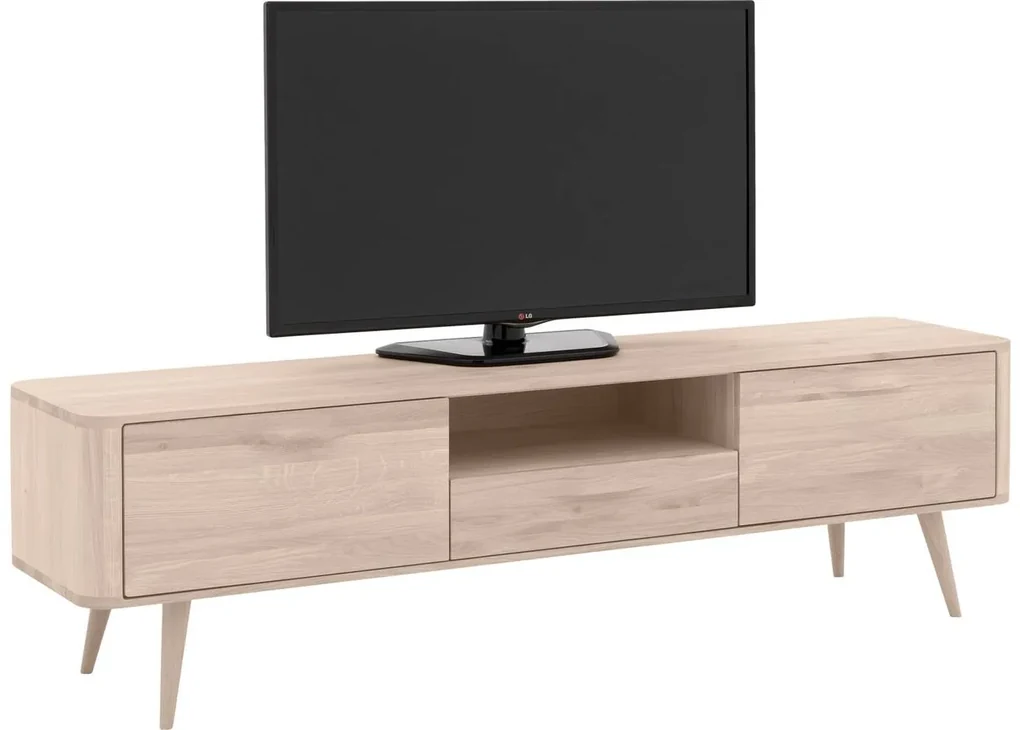 Goossens Tv Dressoir Bjarte, 2 deuren 1 lade 1 open vak 42 cm diep 180 cm breed