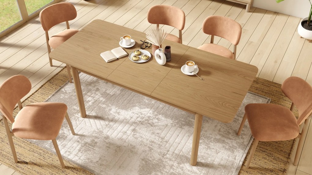 ALMO Terracotta (stof Danny 204)/gelakt eiken frame – HOUTEN STOEL VOOR WOONKAMER, EETKAMER, KEUKEN RETRO