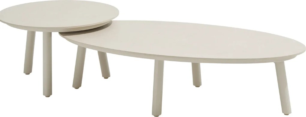 Taste by 4 Seasons Salute salontafel Linnen met rond keramisch tafelblad Ø 80 cm (H 30 cm) Loungetafel beige weerbestendig