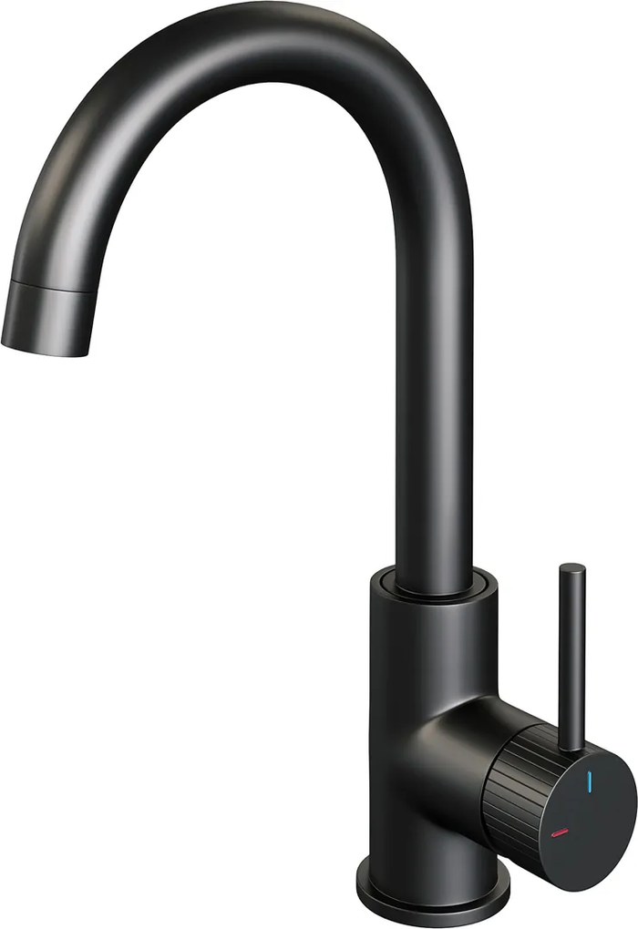 Brauer Stripe wastafelkraan met draaibare ronde uitloop model A zwart mat