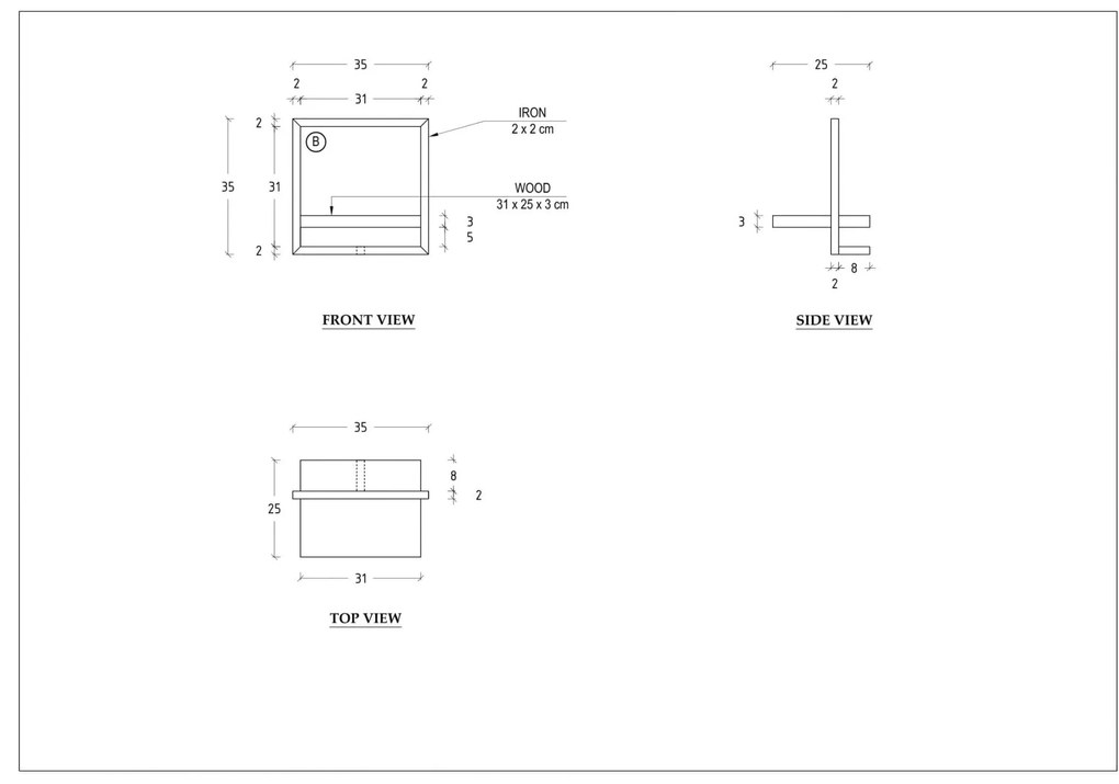 Industriële Wandplank Shelfie B - 35cm X 35cm