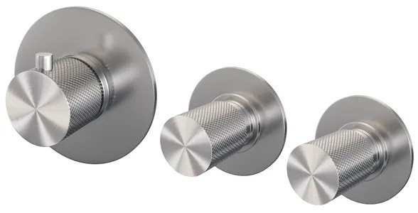 Brauer Brushed Carving inbouwthermostaat - met inbouwdeel - 3 carving knoppen - PVD - geborsteld RVS 5-NG-089