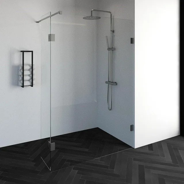 BRAUER Create Inloopdouche - 140x200cm - profielloos - 40cm - draaibare zijwand - antikalk - 8mm veiligheidsglas - geborsteld RVS 4JC3-140/40g