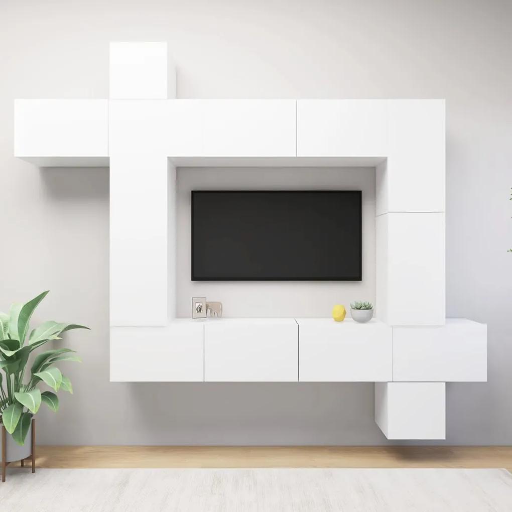 vidaXL 9-delige Tv-meubelset spaanplaat wit