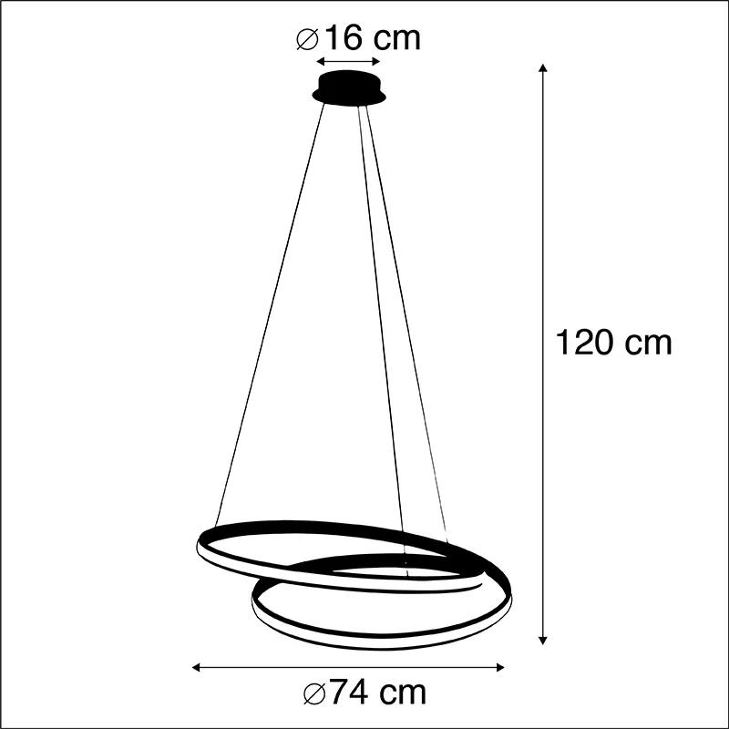 Eettafel / Eetkamer Moderne hanglamp zwart 74 cm incl. LED - Rowan Modern rond Binnenverlichting Lamp