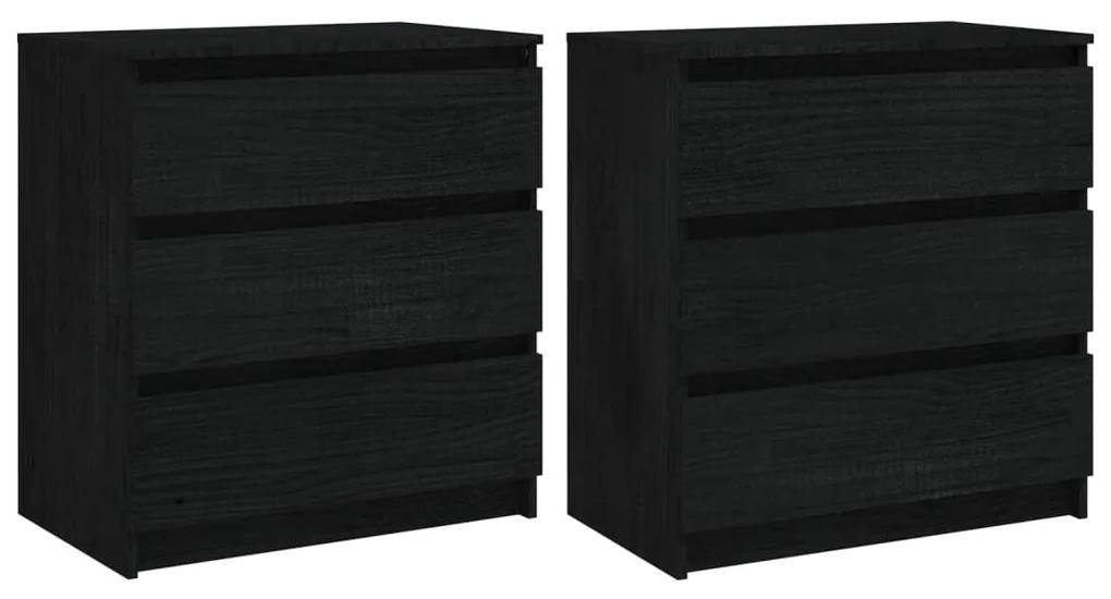 vidaXL Nachtkastjes 2 st 60x36x64 cm massief grenenhout zwart