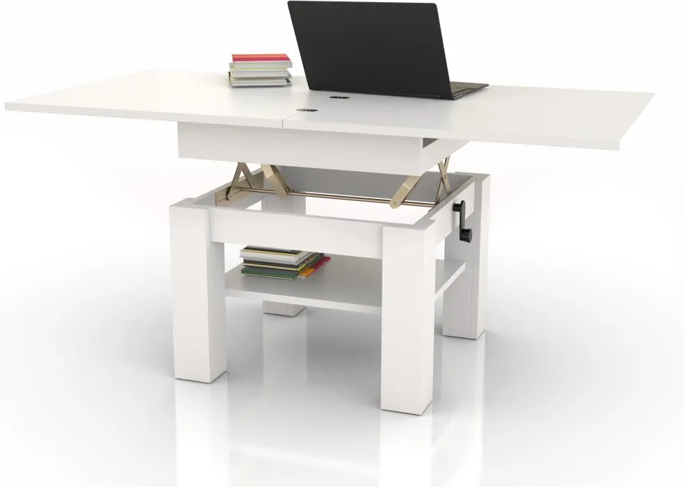 CLEO witte, uitschuifbare salontafel