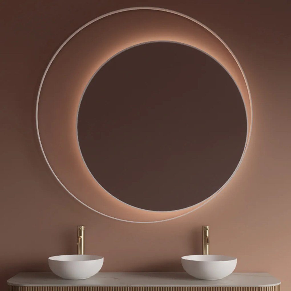 Gliss Design Kosmos spiegel rond met cirkel 140cm mat wit met handsensor