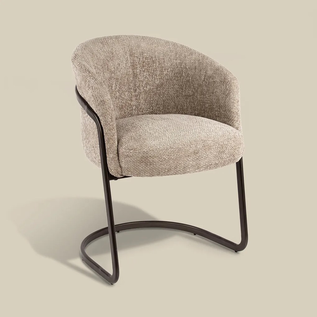 Moderne Armstoel Met Bronzen Frame Zand