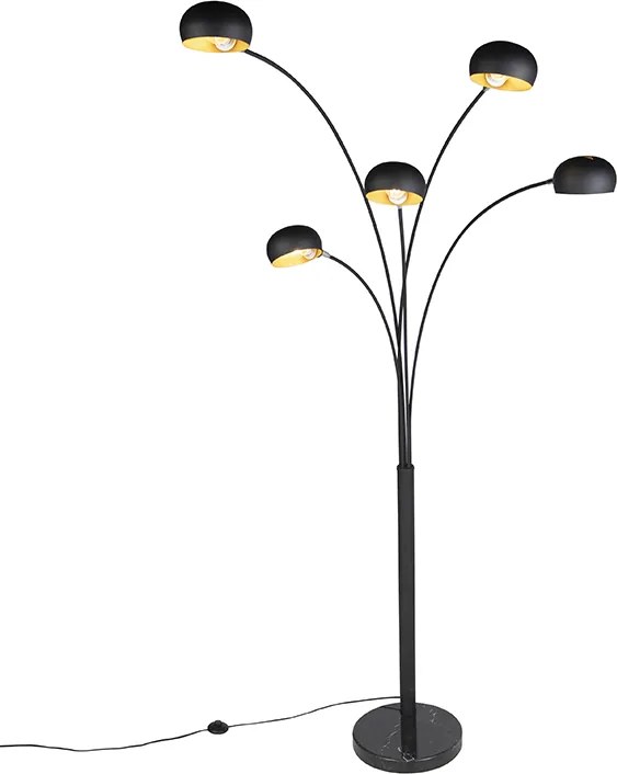 Design vloerlamp zwart 5-lichts - Sixties Marmo