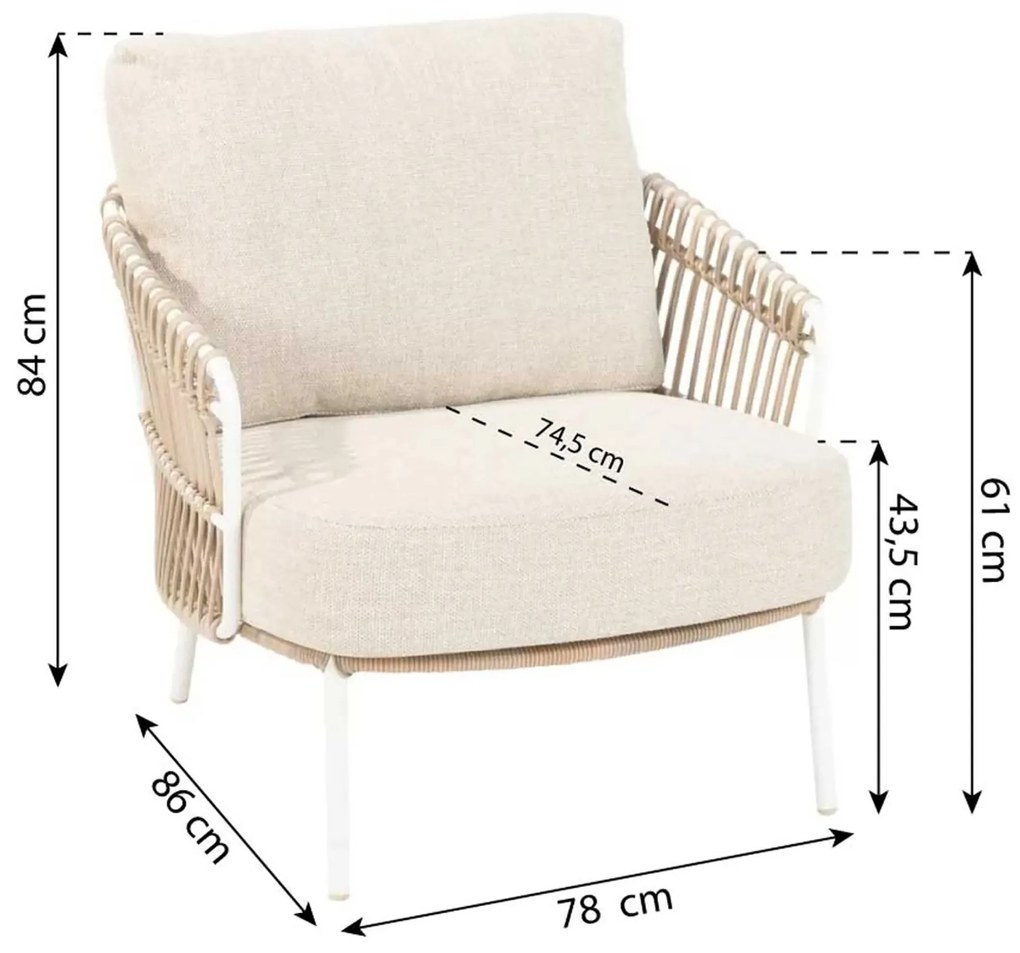 Tuinstoel Aluminium/Rope Taupe-naturel-bruin 4 Seasons Outdoor Dalias