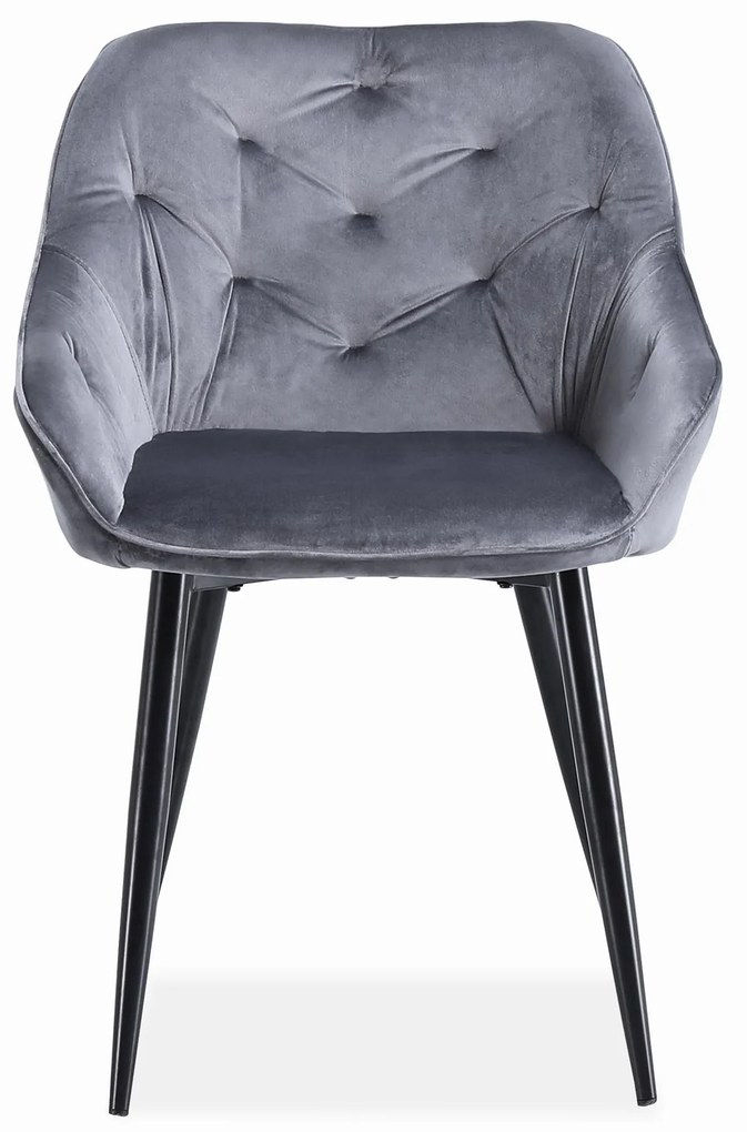 stoel K487, grijs - modern, doorgestikt, glamour, voor salon, eetkamer, VELVET