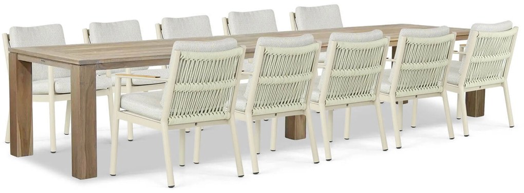 Tuinset 10 personen 400 cm Aluminium/rope Taupe Coco Sevilla/Brighton
