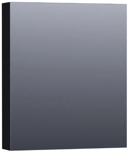 Saniclass Plain Spiegelkast - 60x70x15cm - 1 rechtsdraaiende spiegeldeur - MDF - mat zwart SK-PL60RMZ