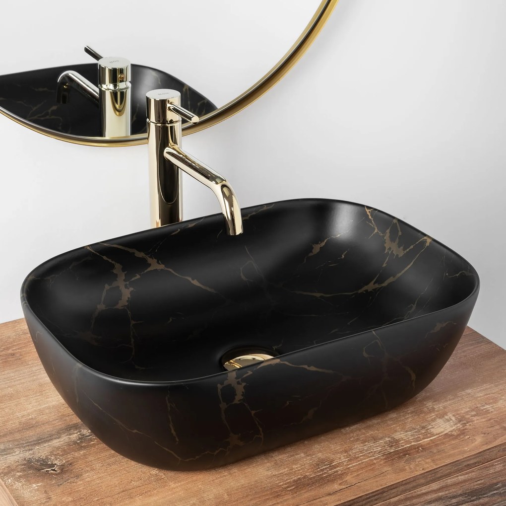 Opzetwastafel Rea Belinda Black Marble Mat