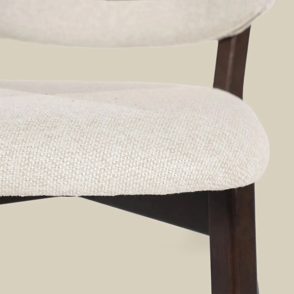 Luxe Barstoel Walnoot En Beige Stof