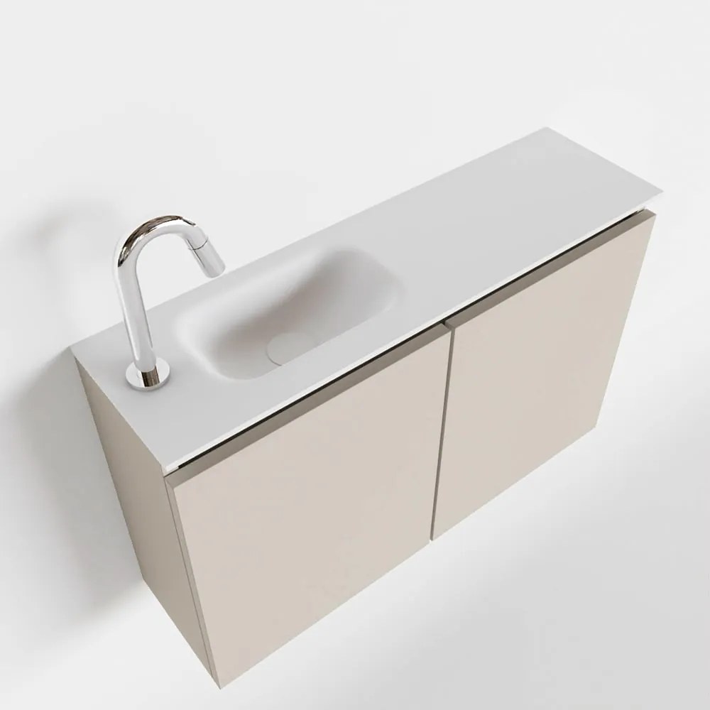 Mondiaz Ture 80cm toiletmeubel linen met wastafel talc links 1 kraangat