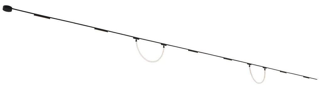 Railsysteem met 6 plafondlampen en 2 hanglampen zwart 1-fase - Magnetic Marra Tautau