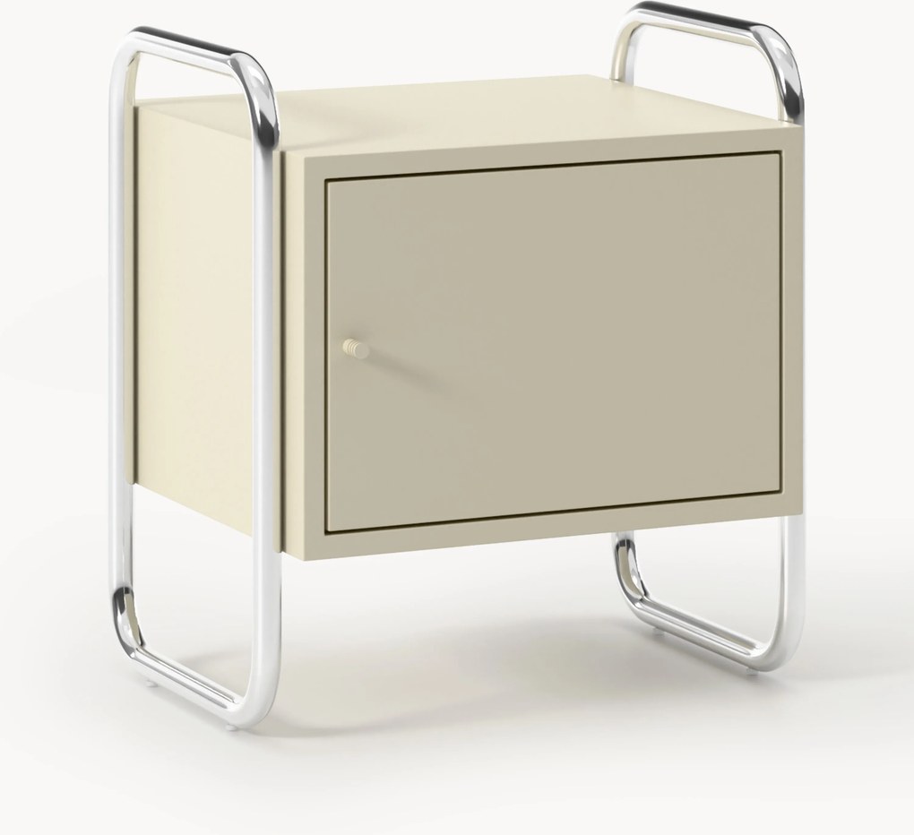 Metalen nachtkastje Robyn, met links- of rechtsdraaiende deur