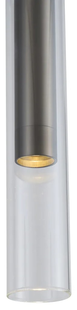 Moderne spot gunmetal met helder glas voor railsysteem 1-fase - Slimline Loyce