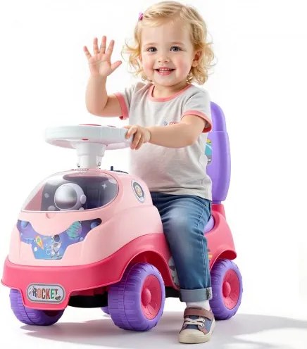 VEVOR Loopauto, Loopauto voor peuters met claxon en muziek, draagvermogen 22 kg, opbergruimte onder de stoel, Loopwagen voor peuters van 19 tot 36 maanden, roze