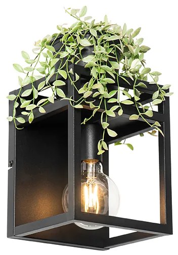 Industriële wandlamp zwart met rek - Cage Rack