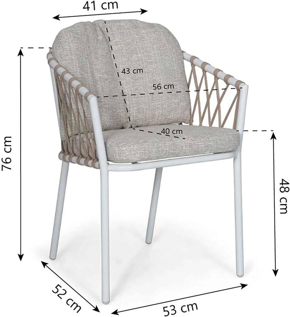 Tuinset Ronde Tuintafel 6 personen 150 cm Rope Wit  Lifestyle Garden Furniture Morano/Arancia