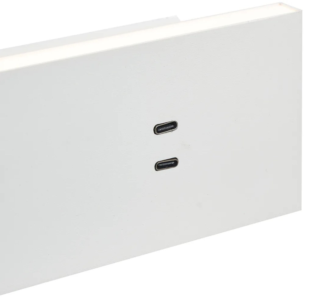 Wandlamp wit verstelbaar met USB-C incl. LED - Modric Modern Binnenverlichting Lamp