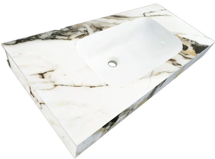 Lambini Designs Cantik keramische wastafel 80cm licht marmer zonder kraangat