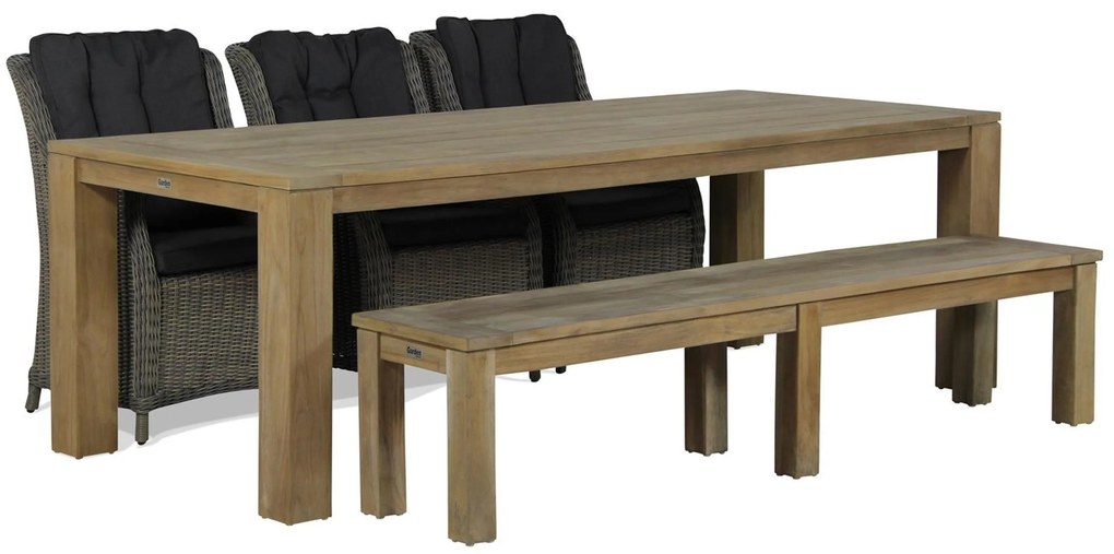 Tuinset 6 personen 240 cm Wicker Taupe Garden Collections Buckingham/Brighton