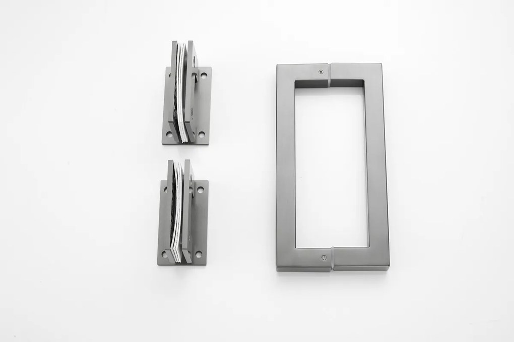 Saniclear Modern scharnieren + handvat voor douchedeur verouderd ijzer - gunmetal