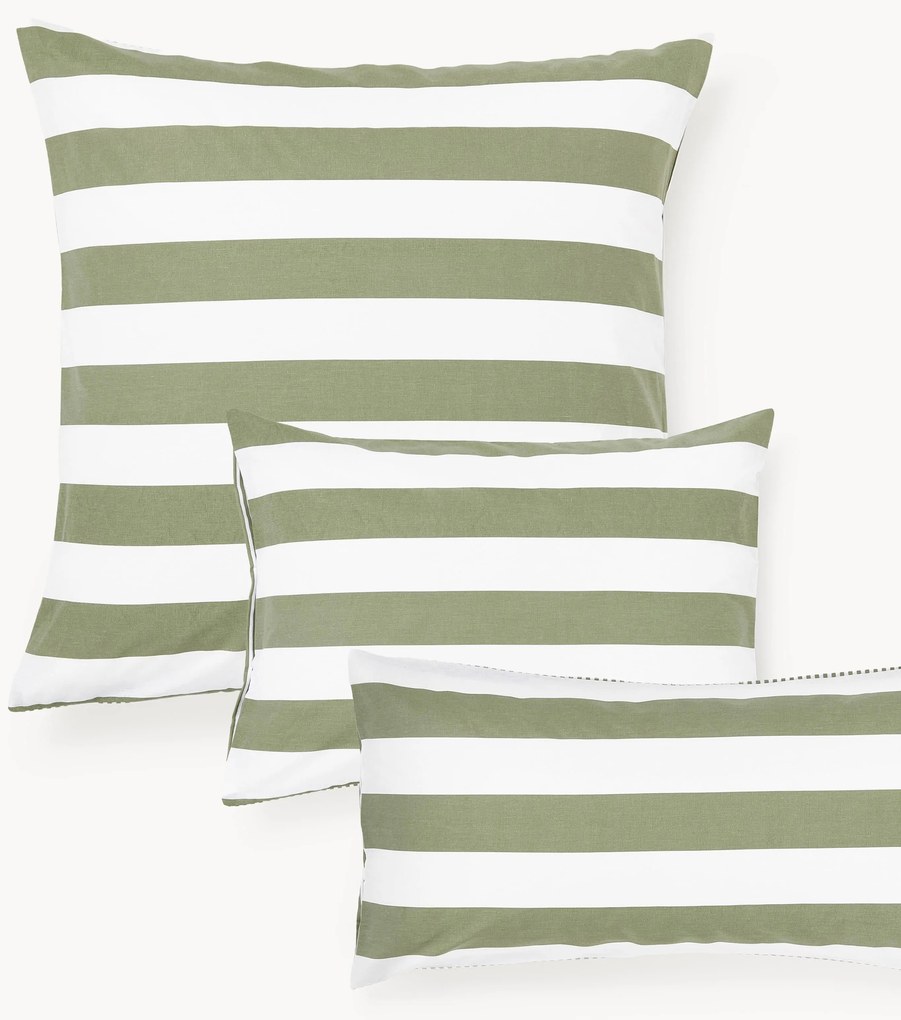 Gestreepte katoenen omkeerbare kussenhoes Lorena