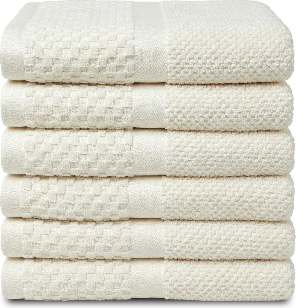Handdoek Soft Popcorn Collectie – 6 stuks – 50×90 – creme