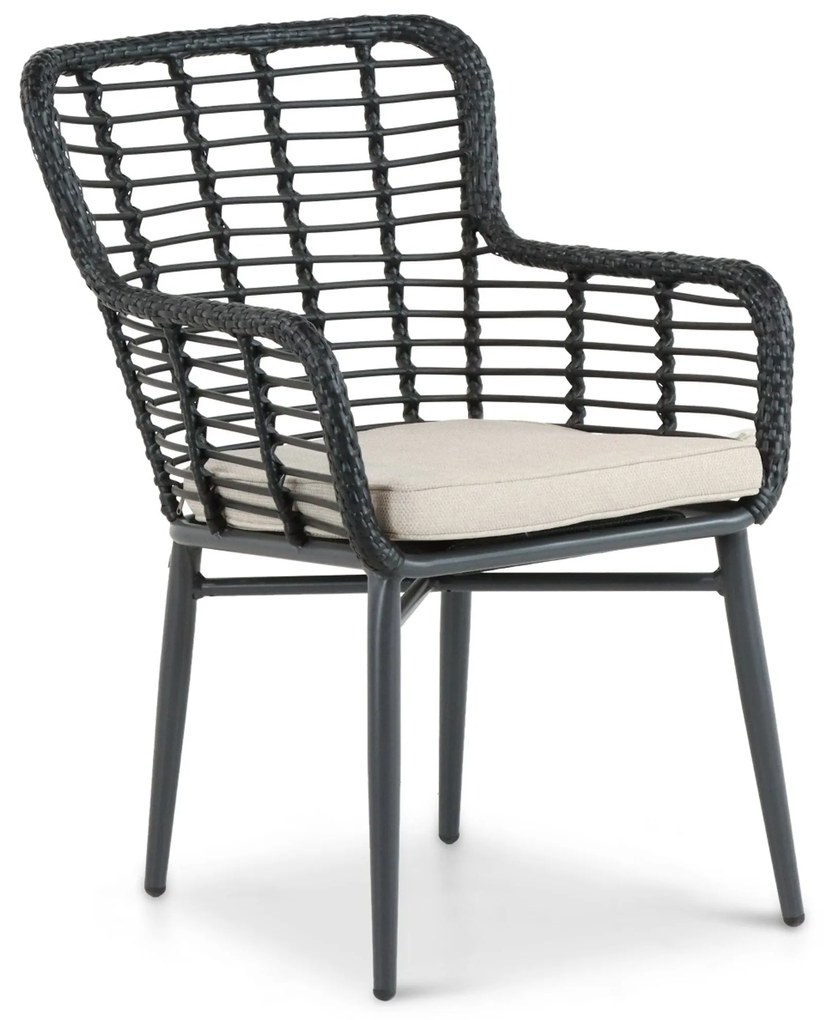 Tuinset Ronde Tuintafel 4 personen 125 cm Aluminium/Wicker Zwart  De Laan Projects