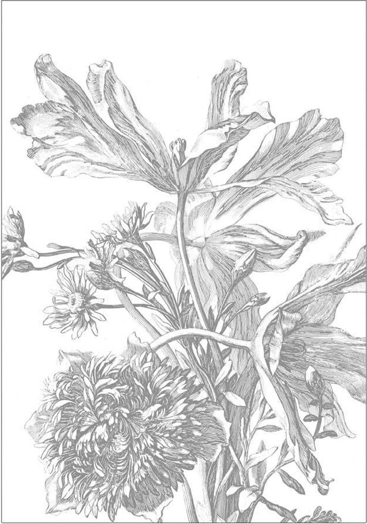 Behang Engraved Flowers