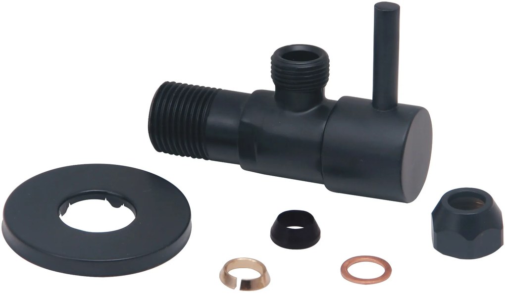 Mueller Black hoekstop + aansluitslang zwart mat