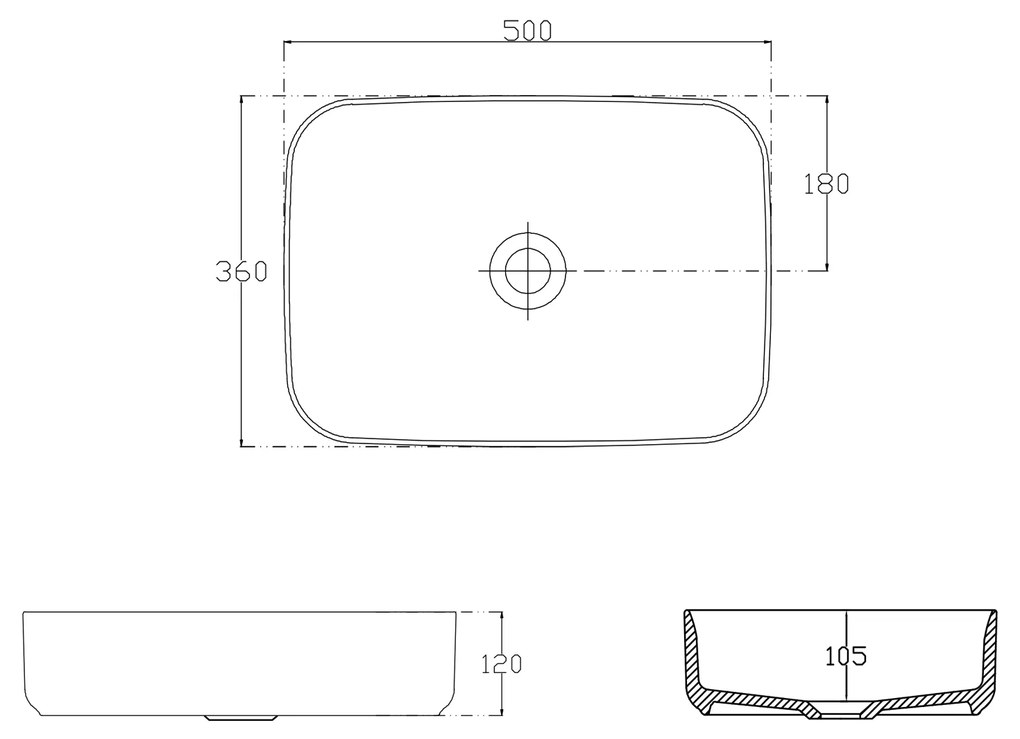 Sapho Infinity waskom 50x36cm mat zwart