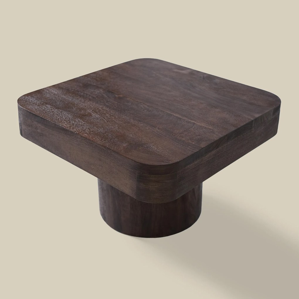 Vierkante Salontafel Van Donker Hout - 60 X 60cm.