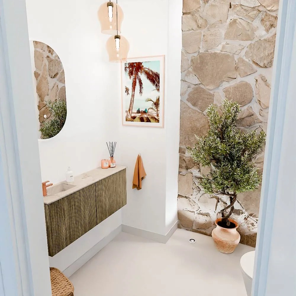 Mondiaz Joya DLux 100cm toiletmeubel dusk met wastafel faye links 1 kraangat frappe