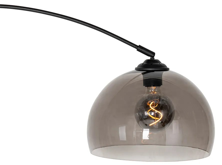 Moderne booglamp zwart met smoke glas - Arc